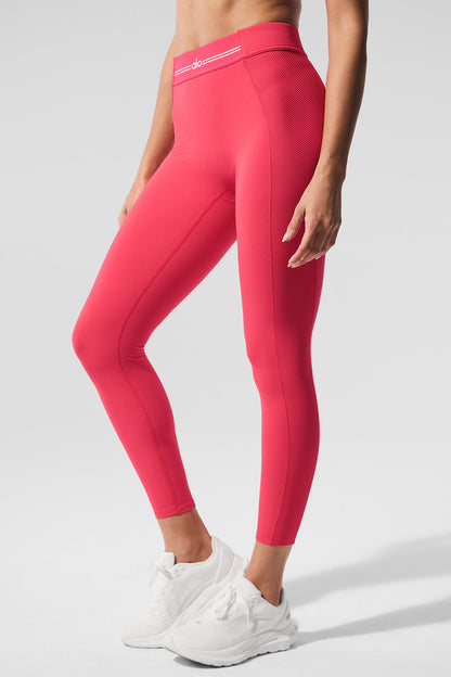 Conjunto Legging e Top Alosoft Cintura Alta 7/8 Relay – Vermelho Candy/Branco