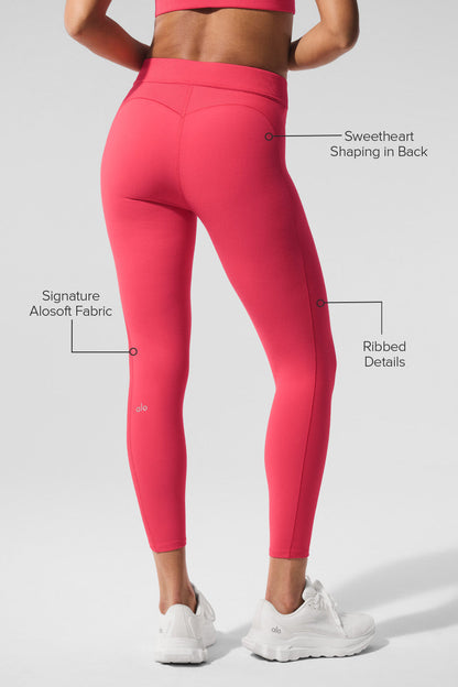 Conjunto Legging e Top Alosoft Cintura Alta 7/8 Relay – Vermelho Candy/Branco